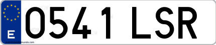 Ejemplo de matrícula de coche ordinaria 0541 LSR