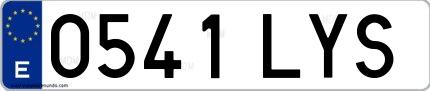 Ejemplo de matrícula española 0541 LYS