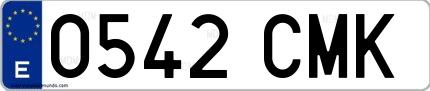 Ejemplo de matrícula española 0542 CMK