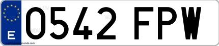 Ejemplo de matrícula española 0542 FPW