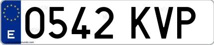 Ejemplo de matrícula española 0542 KVP