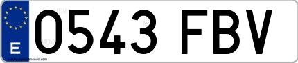 Ejemplo de matrícula española 0543 FBV
