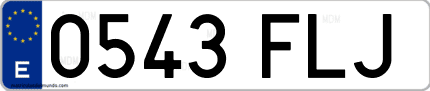 Ejemplo de matrícula de coche ordinaria 0543 FLJ