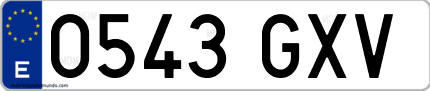 Ejemplo de matrícula de coche ordinaria 0543 GXV