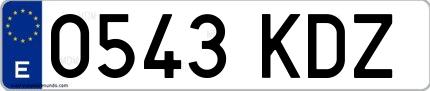 Ejemplo de matrícula española 0543 KDZ