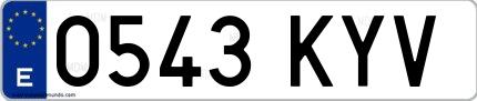 Ejemplo de matrícula española 0543 KYV