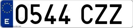Ejemplo de matrícula española 0544 CZZ