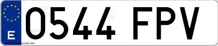 Ejemplo de matrícula española 0544 FPV