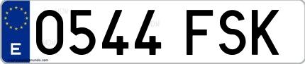 Ejemplo de matrícula española 0544 FSK