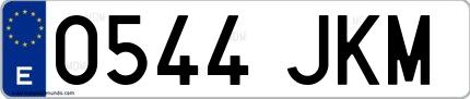 Ejemplo de matrícula española 0544 JKM