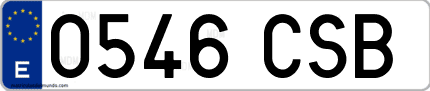 Ejemplo de matrícula de coche ordinaria 0546 CSB