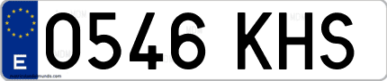 Ejemplo de matrícula de coche ordinaria 0546 KHS