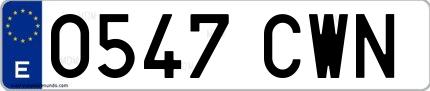 Ejemplo de matrícula española 0547 CWN