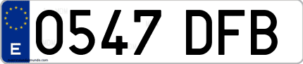 Ejemplo de matrícula de coche ordinaria 0547 DFB