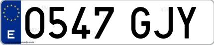 Ejemplo de matrícula española 0547 GJY