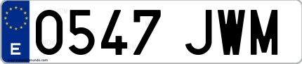 Ejemplo de matrícula española 0547 JWM