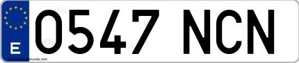 Ejemplo de matrícula española 0547 NCN