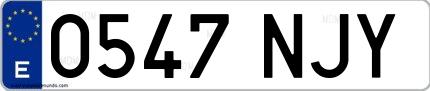 Ejemplo de matrícula española 0547 NJY