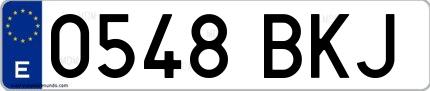 Ejemplo de matrícula española 0548 BKJ