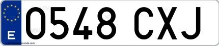 Ejemplo de matrícula española 0548 CXJ