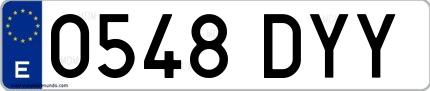 Ejemplo de matrícula española 0548 DYY