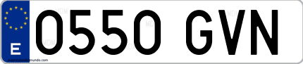 Ejemplo de matrícula de coche ordinaria 0550 GVN
