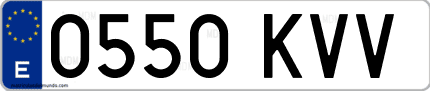 Ejemplo de matrícula de coche ordinaria 0550 KVV
