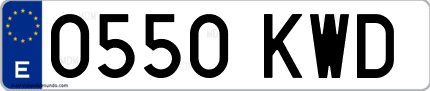 Ejemplo de matrícula de coche ordinaria 0550 KWD