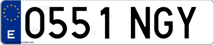 Ejemplo de matrícula de coche ordinaria 0551 NGY