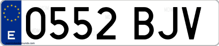 Ejemplo de matrícula de coche ordinaria 0552 BJV