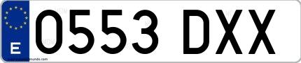 Ejemplo de matrícula española 0553 DXX