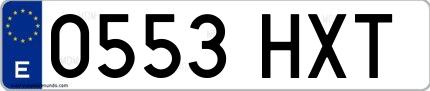 Ejemplo de matrícula española 0553 HXT