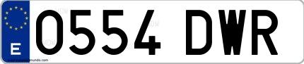 Ejemplo de matrícula española 0554 DWR