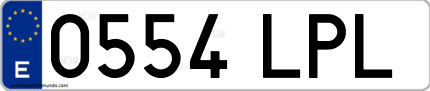 Ejemplo de matrícula de coche ordinaria 0554 LPL