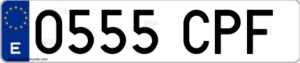 Ejemplo de matrícula de coche ordinaria 0555 CPF