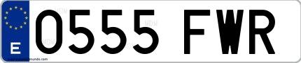 Ejemplo de matrícula española 0555 FWR