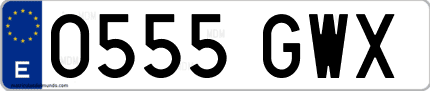 Ejemplo de matrícula de coche ordinaria 0555 GWX