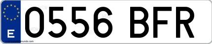 Ejemplo de matrícula española 0556 BFR