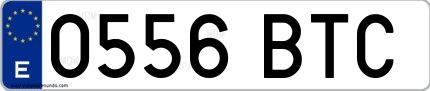 Ejemplo de matrícula española 0556 BTC