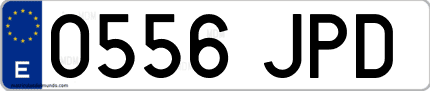 Ejemplo de matrícula de coche ordinaria 0556 JPD