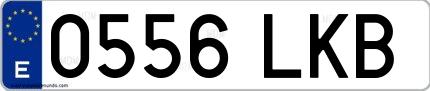Ejemplo de matrícula española 0556 LKB