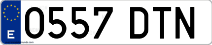 Ejemplo de matrícula de coche ordinaria 0557 DTN