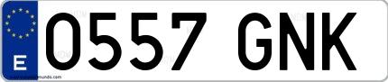Ejemplo de matrícula española 0557 GNK