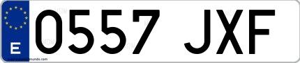 Ejemplo de matrícula española 0557 JXF