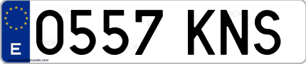 Ejemplo de matrícula de coche ordinaria 0557 KNS