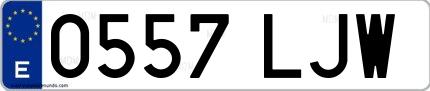 Ejemplo de matrícula española 0557 LJW