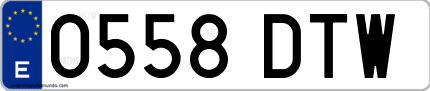 Ejemplo de matrícula de coche ordinaria 0558 DTW