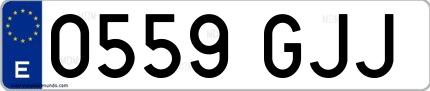 Ejemplo de matrícula española 0559 GJJ
