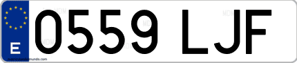 Ejemplo de matrícula de coche ordinaria 0559 LJF