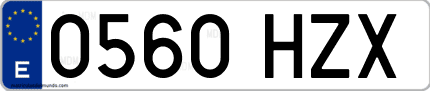 Ejemplo de matrícula de coche ordinaria 0560 HZX